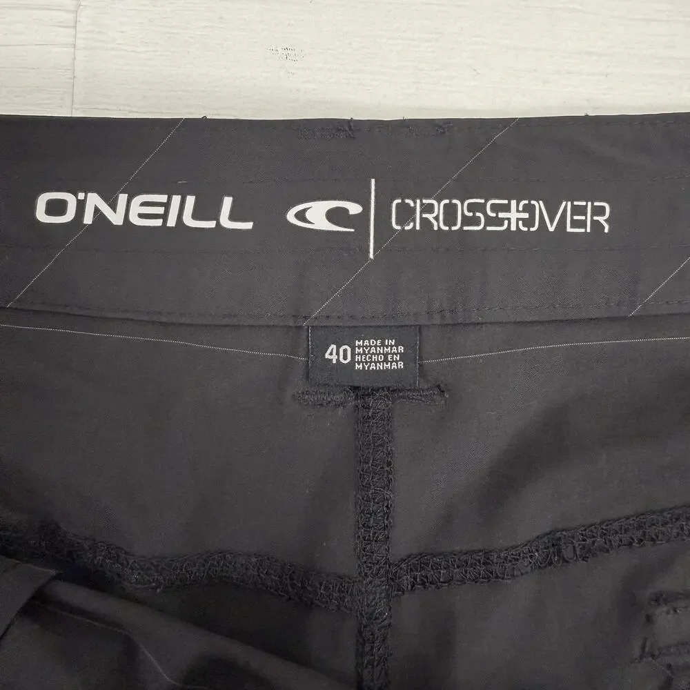 O'Neill Crossover Shorts Men 40 Black Hybrid Quick Dry Hike Pockets Surf Outdoor